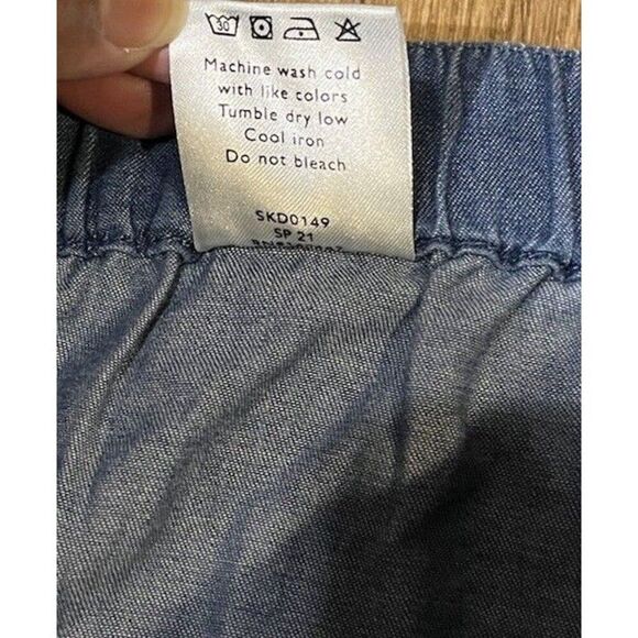 Draper James Tie Waist Mini Skirt Womens Size Large Chambray Blue 100% Cotton - Picture 5 of 5